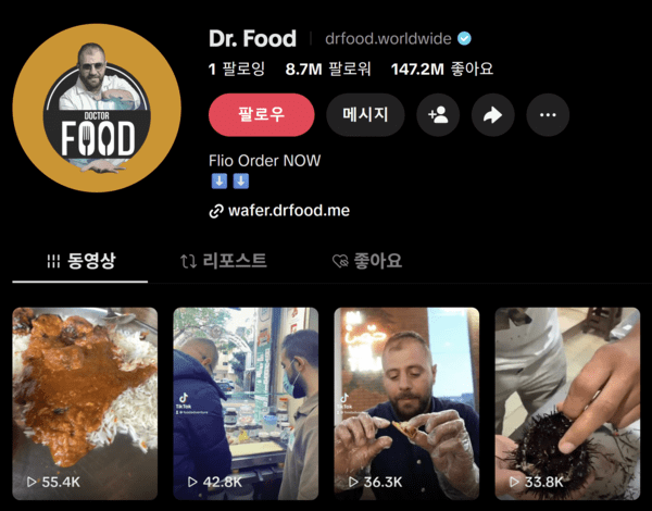 인플루언서 ‘Dr Food’ 틱톡 화면 캡처